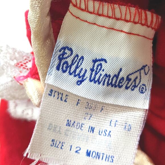 Vintage Polly Flinders Dress Baby Girls Size 12m Red Velvet Christmas Holiday - Picture 4 of 4